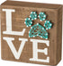 Primitives by Kathy Box Sign - Pet Love with String Art Paw Print, 5 Inch Square