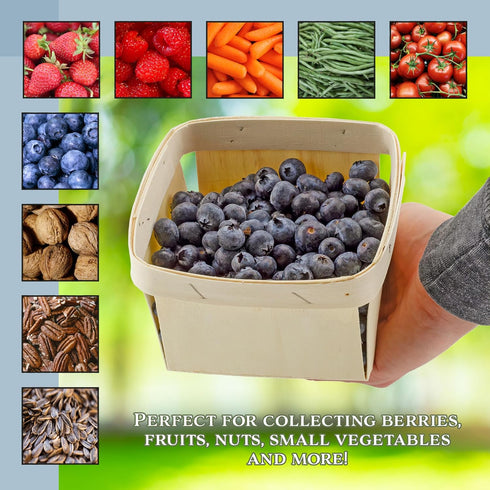 Cornucopia Brands Quart Wooden Berry Baskets (8-Pack) - 5.75-Inch Square Vented Wood Boxes