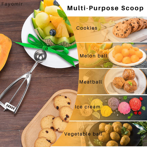 Fayomir Set Small/1 Medium/2 Large/3 Set 3, 18/8 Cookie Scoop - Tbsp, Tbsp, Tbsp - Cookie Dough Scoop, Cookie Scoops