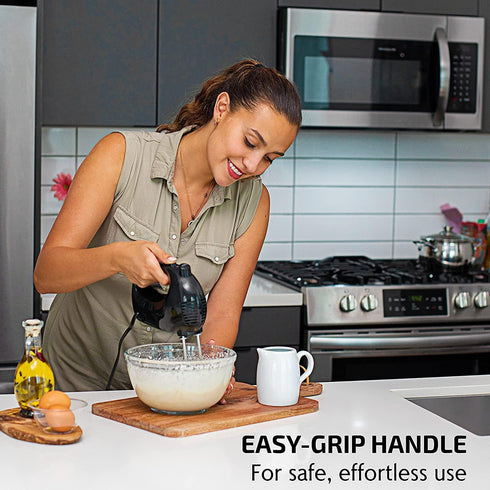 OVENTE 5-Speed Electric Hand Mixer, Stainless Steel Mixing Whisk, Portable & Lightweight 150W Motor, Black HM151B