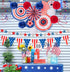 29PCS 4th of July Patriotic Decorations Set, Red White Blue Paper Fans, USA Flag Pennant, Star Streamer, Pom Poms,