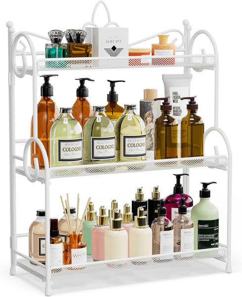 Bathroom Counter Organizer - 3 Tier Foldable Spice Rack Counter Shelf for Bathroom Kitchen Bedroom
