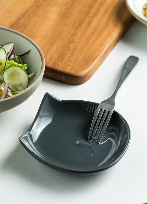 Ceramic Spoon Rest for Stove Top, Cat Cooking Spoon Holder for Kitchen Counter