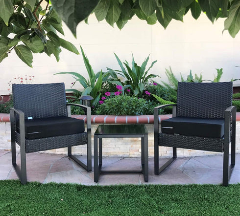 CozyLounge 24"x24"x4" (2 Indoor Outdoor Water Repellent High UV Resistant Patio Chair Cushion Cover (Just Black
