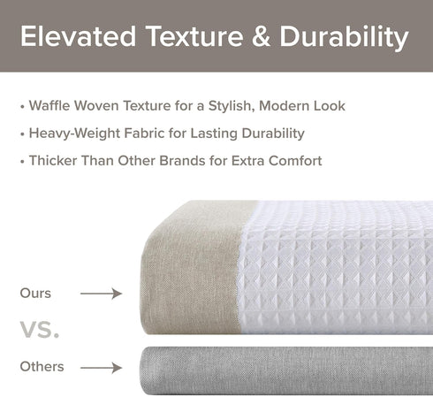 Madison Park Spa Waffle Shower Curtain - 54"x78", Pieced Fabric with 3M Scotchgard, Taupe