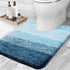 OLANLY U-Shaped Toilet Rugs 24x20 - Extra Soft Absorbent Microfiber Non-Slip Plush Shaggy Bath Mat in Peacock Blue