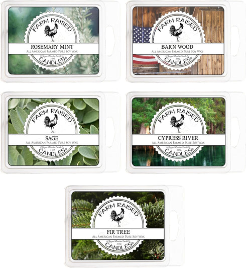 Herbal Scents - Fresh Herbs Variety Wax Warmer Melts Cubes, 5 Pack Assortment, 100% All American Soy