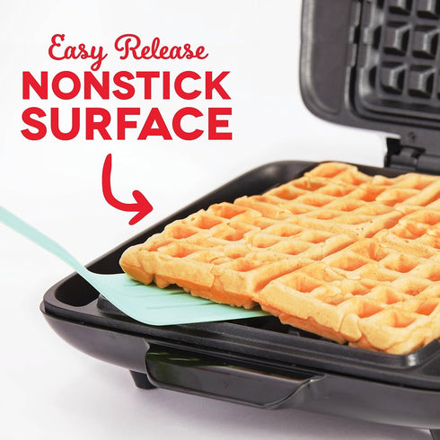 Dash Deluxe No-Drip Waffle Iron Maker - 1200W Machine for Breakfast, Lunch, and Snacks with Easy Clean, Aqua