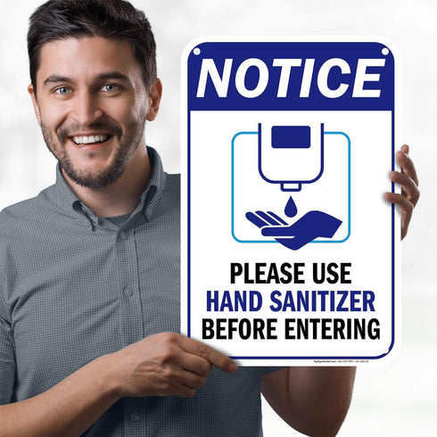 12"x18" Please Use Hand Sanitizer Before Entering Sign, Polyethylene, Indoor/Outdoor Use, USA MADE By My Sign Center