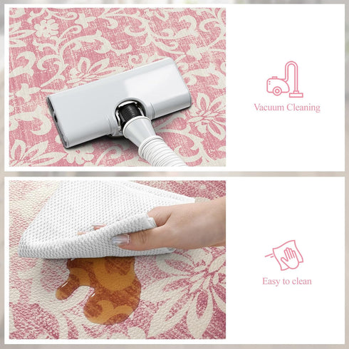 Sets 2, Desk,Sink(17''x29''+17''x47'') LEEVAN Pink Kitchen Mat of Vintage Distressed Anti Fatigue Memory Foam Kitchen
