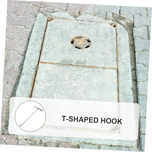 T-Hook Water Meter Key, Heavy Duty Manhole Cover Lifting Tool, Stainless Steel Jack Vault Door Hooks
