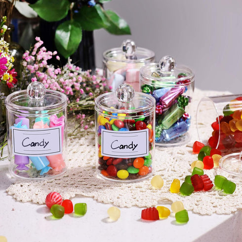 AOZITA 4 Pcs Acrylic Qtip Holder Dispenser, Clear Plastic Apothecary Jar Set for Bathroom Storage