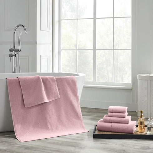 6-Piece Set Modern Threads Waffle-Rib Towel Premium Cotton Bath Towels, Ultra-Absorbent & Soft, Elegant Waffle Texture