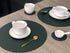Jovono Faux Leather Round Placemats and Coasters, Wipeable Table Mats, Diameter 13'' and 3.9'', Green