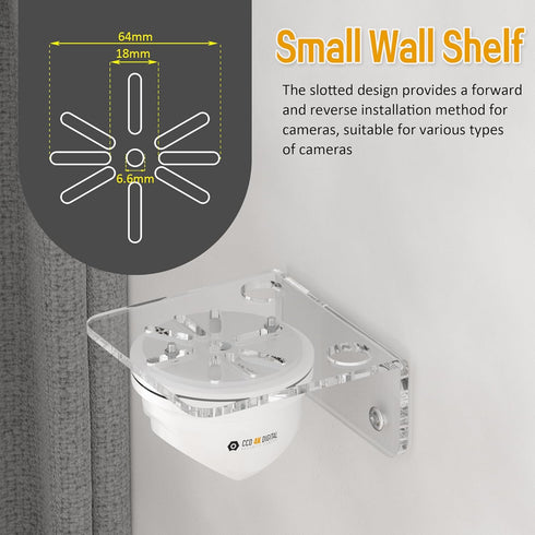 3 Pack Sezanrpt Clear Acrylic Wall Shelf for Smart Security Cameras, Baby & Pet Monitors, Small Floating Shelf