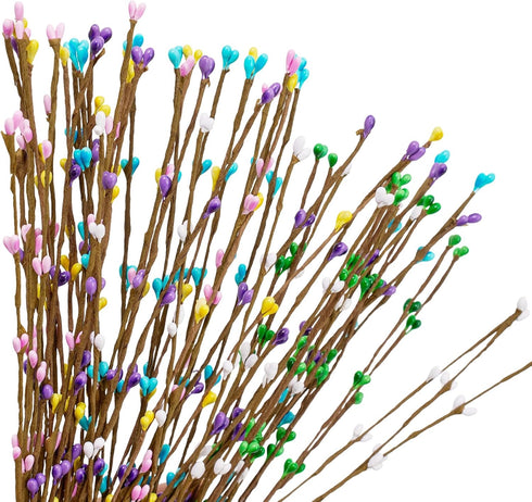 60 Pcs Easter Garland Parts Artificial Floral Picks Berry Stems Spring Pip