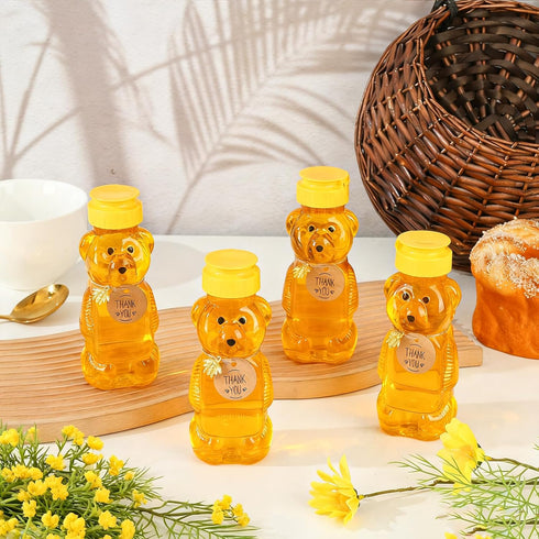 8oz 50 2 (36-set) Plastic Honey Bear Bottle Mini Honey Jars Party Favors Small Honey Bear Bottles with Lids Bear Shape