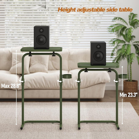 TB01BOG091 TUTOTAK C Shaped End Table with Tiltable Surface, Adjustable Height Side Table, Slide Under Couch Table TV