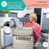 90-Liter Wondersome Laundry Hamper with Wheels - Farmhouse Cream - Extra Large Collapsible Rolling Clothes Cart - Heavy