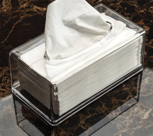Cq Acrylic Tissue Box Holder - Clear Rectangle Cover for Kleenex Tissue Cube Box, 10.2x5.5 Inch, Home, Office