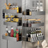 KiKiRico 6 Pack Magnetic Spice Rack for Refrigerator, Black Magnetic Shelf for Kitchen