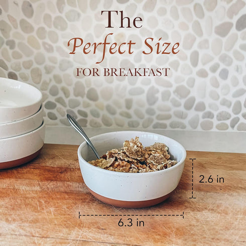 Set of 4 Porcelain Bowls, 25oz - Microwave, Dishwasher & Oven Safe for Soup, Cereal, etc. by MORA CERAMICS HIT PAUSE