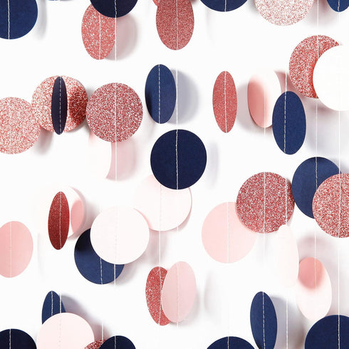 Navy-Blue Pink Rose-Gold Gender-Reveal Decorations, 52FT Party Streamers Garland Backdrop Banner Decor for Baby Shower,