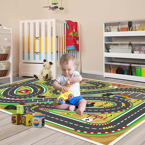 39"x59" Kids Rug Play Mat Soft & Non-Slip Car Rugs City Map Play MatCar Rugs for Kids Toy Cars Race Track for Classroom