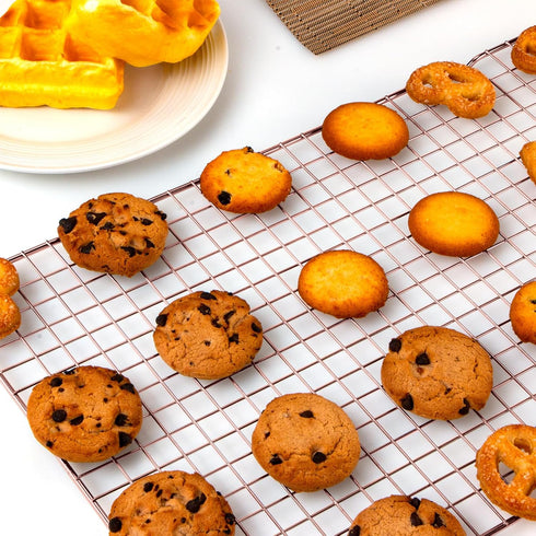 Briout 2-Pack Cooling Rack for Baking, 16x10 Inches Thick Wire Cookie Rack for Cooking, Roasting, Grilling