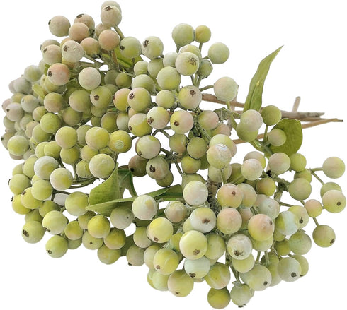 M2cbridge Pack of 6 Green Artificial Berry Stems Christmas Picks Wreath Ornament(Frost Green)