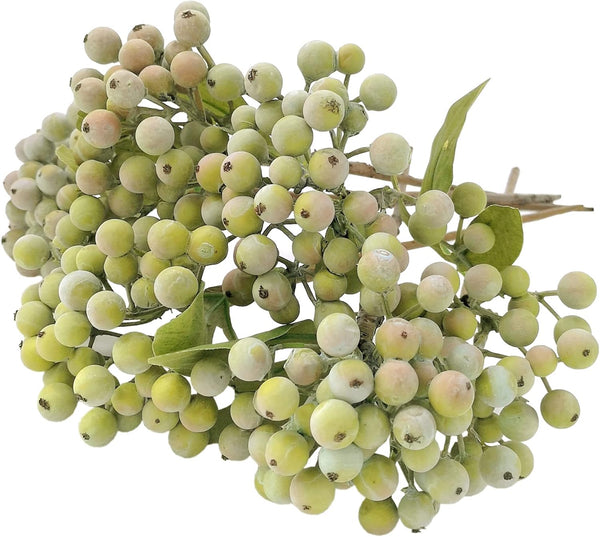 M2cbridge Artificial Berry Stems Christmas Picks Pine Needles Branches Wreath Ornament (Frost Green