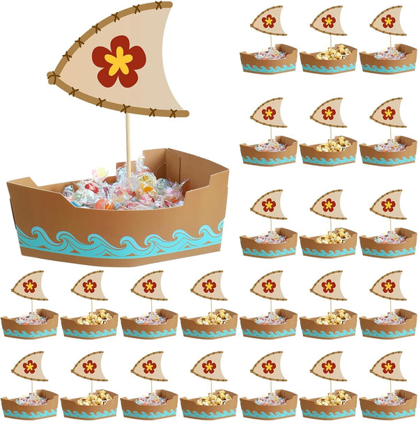 Jingmore 24 Pcs Theme Party Decorations Set Disposable Paper Food Serving Tray Boats