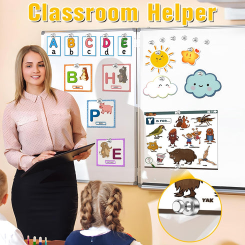 VNDUEEY Refrigerator Magnets, 16pcs Small Magnets for Fridge, Strong Magnetic Clips for Classroom Organization, Cute