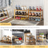 Furshus 2-Tier Closet, Small Shoe Rack, Bamboo Stackable Shoe Shelf Storage Organizer, Shoe Stand for Entryway