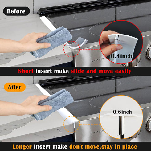 KindGa Stove Gap Covers, Silicone Counter Gap Filler for 30 Inches, Set of 2 White for Appliances