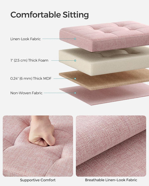 12.2 16.1 12.2 Inches, 286 lb ULSF102R01 SONGMICS MAZIE Collection - Small Folding Storage Ottoman, Foot Rest Stool, x