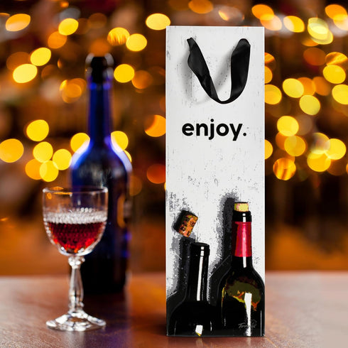 Tirrinia Wine Gift Bags - 12pcs in 4 Designs, Bulk Set for Weddings, Parties, Holidays, Christmas