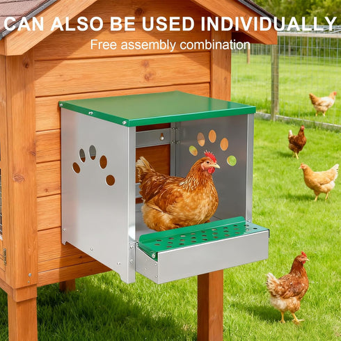 Luxurytex 3 Chicken Nesting Box Compartments - Wall Mount Metal Egg Laying Nest Box for Chicken Coop, Easy to Assemble