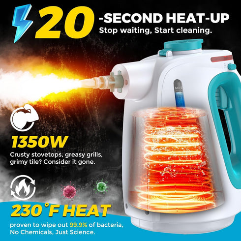 12pcs Steam Cleaner,Steamer for Cleaning,Steam Cleaner for Home,Cleaning With Lockable Steam Button and Accessories,at