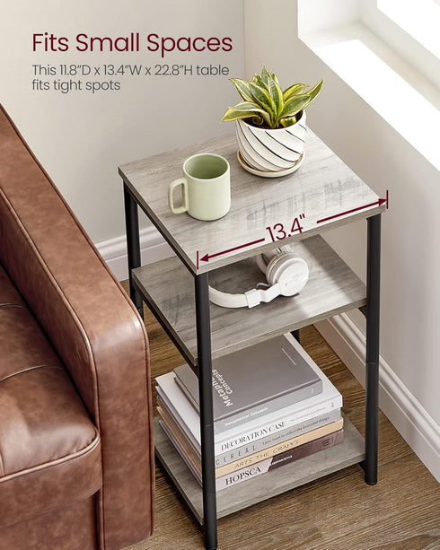 ULET273B02 VASAGLE Side Table, Small End Table, Tall Nightstand for Living Room, Bedroom, Office, Bathroom, Greige