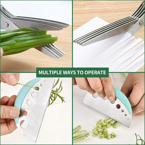 Herb Scissors with 5 Blades and Cover, Premium Kitchen Scissors for Food Vegetable, Stainless Steel Kitchen Shears