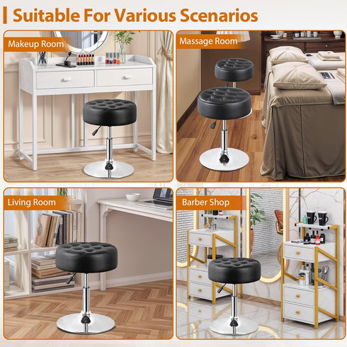 360 SUPER DEAL Vanity Stools for Makeup, Vanity Ottoman Chair with Adjustable Height and Swivel for Makeup Room Bedroom