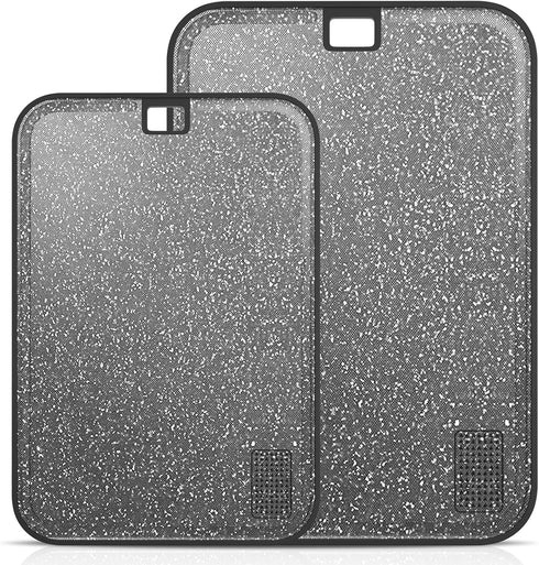 Plastic Cutting Board Set, 2 Large Dishwasher Safe Boards for Meat, Non-Slip, Reversible, Black