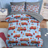 5 Set Nesker Pcs Comforter Twin Size, Red Fire Engine Bedding for Kids Teen, Fire-Fighting Trucks Vehicle Bed Sheet