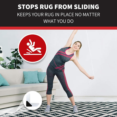 StepNGrip Rug Corner Grippers 4-Pack, Reusable Carpet Grip Pads to Hold Rugs in Place, 6.5 x 6.5 Inches
