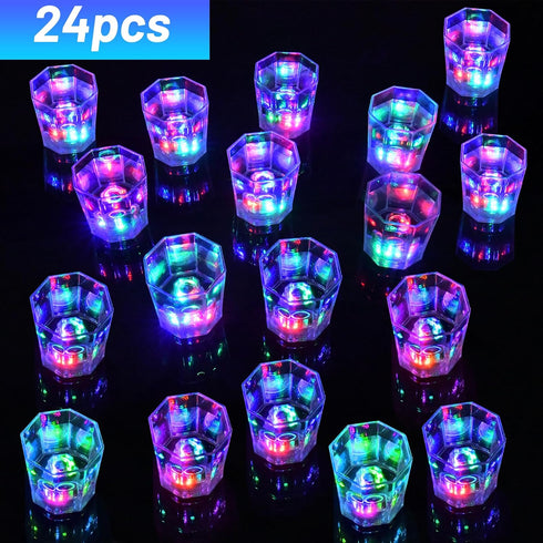 Esdabem Set of 24 Light Up Shot Glasses, Glow in the Dark Party Cups, Funny Shot Glasses for Birthday, Wedding,