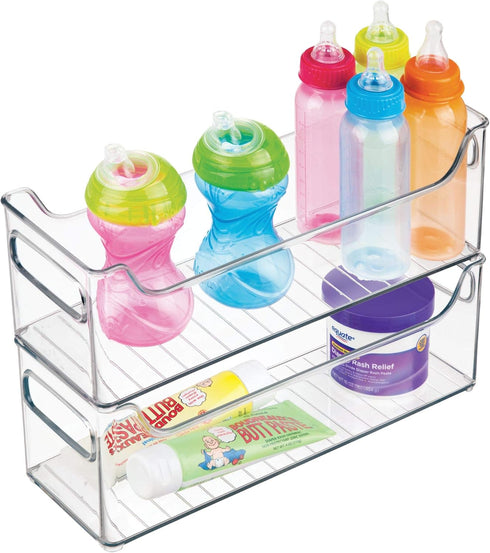 iDesign Plastic Organizer Bin with Easy Grip Handles, Set of 2, 14.5" x 5" x 5", Clear
