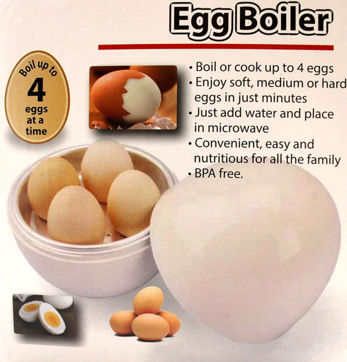 Microwave Egg Boiler Cooker - BPA Free for Hard or Soft Boiled Eggs, Cooks Up to 4 Eggs in Minutes