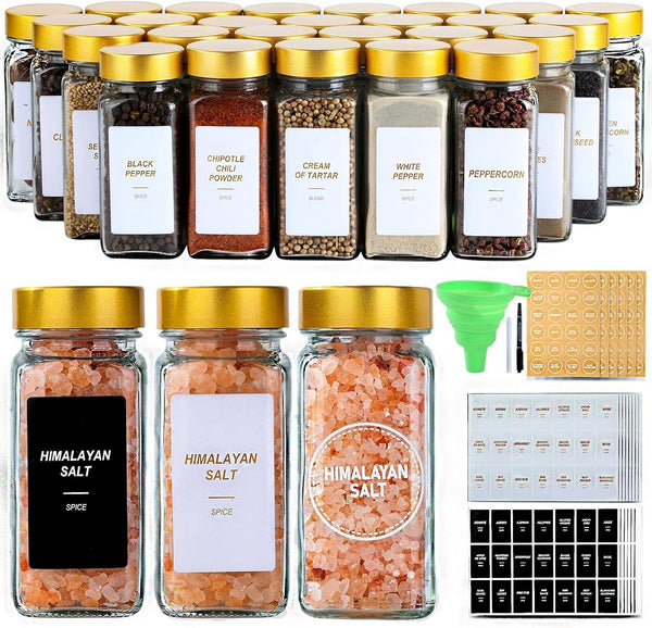 Glass Spice Jars with Label, 24Pcs Spice Jars with Shaker Lids-4 oz