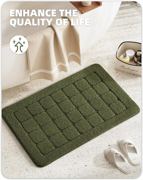 Color&Geometry Green Bath Mat, Non Slip Washable 24"x36" Large Absorbent Bath Mats for Bathroom and Bathtub